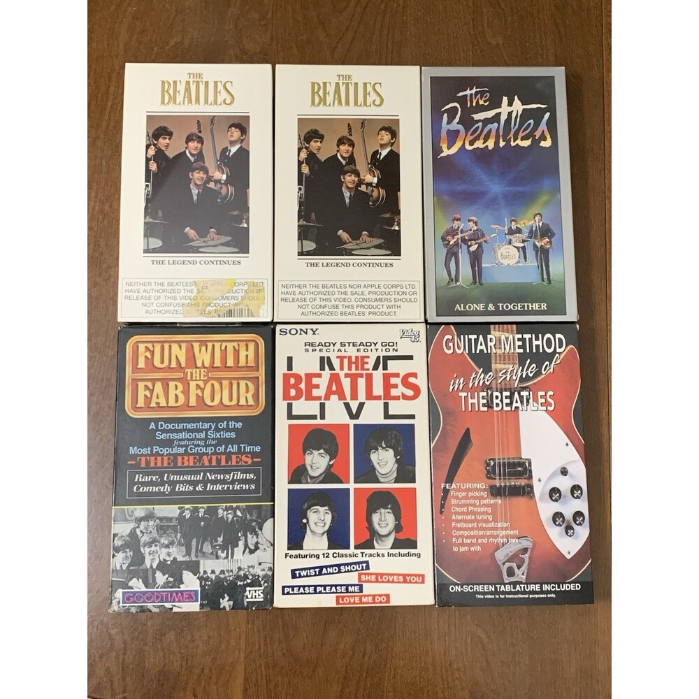 Beatles 6 VHS Tape Lot! RARE Sealed "Legend Continues" + Live & Instructional!